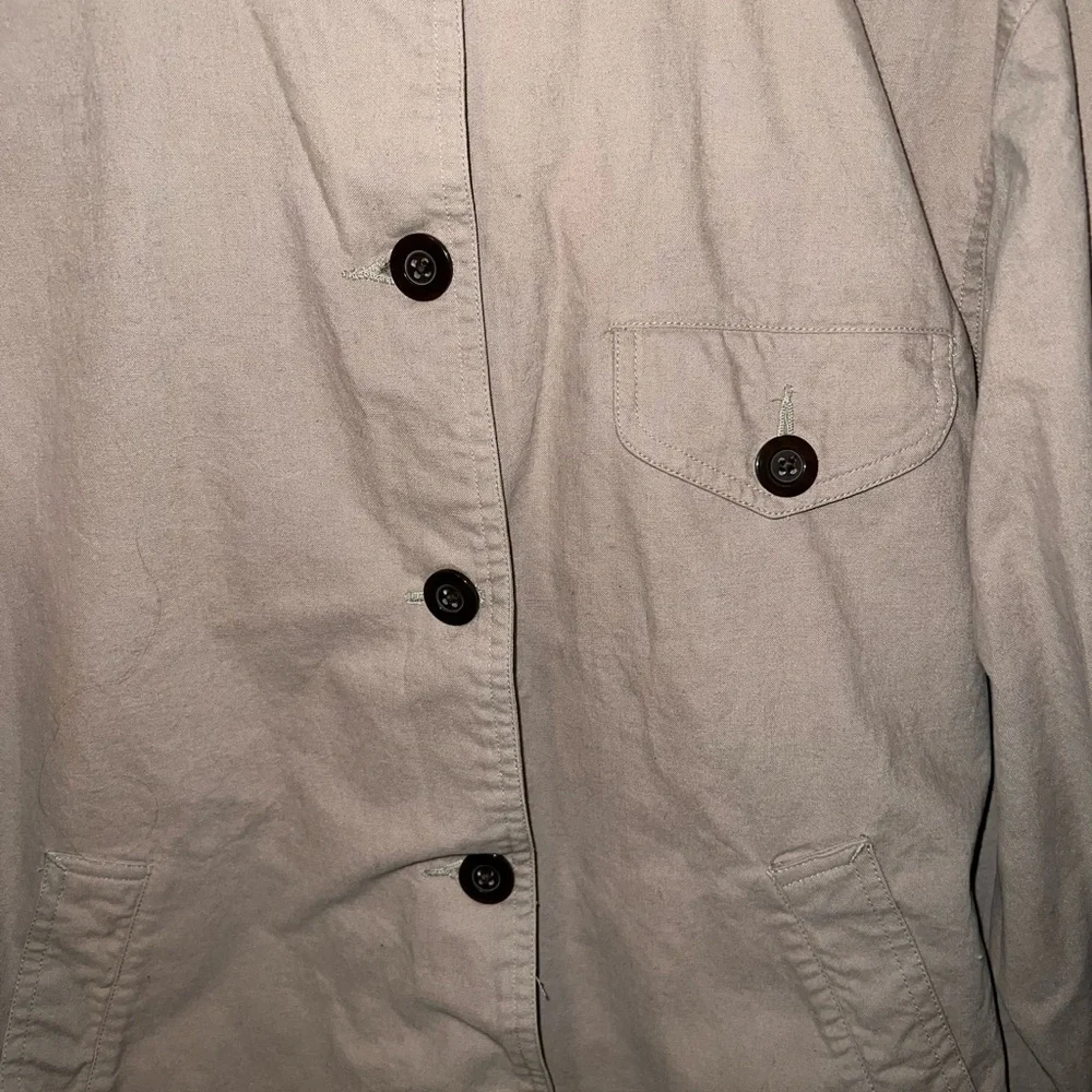 Cherokee Khaki Tan Button Up Long Sleeve Utility Jacket  Y2K Plaid Lining Size S - Picture 9 of 12